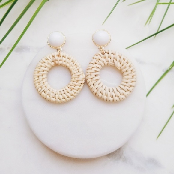 Jewelry - 5 for $25 Round Rattan Straw Statement Earrings